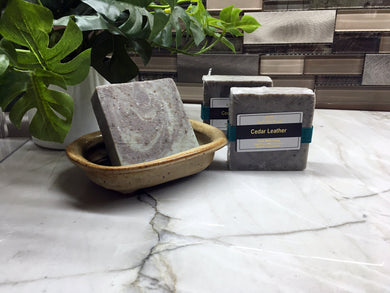 <center>Cedar Leather<br> <small><small>Goat Milk Soap</small></small>