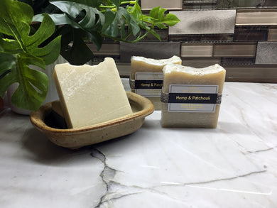 <center>Hemp & Patchouli<br> <small><small>Hemp & Aloe Soap</small></small>